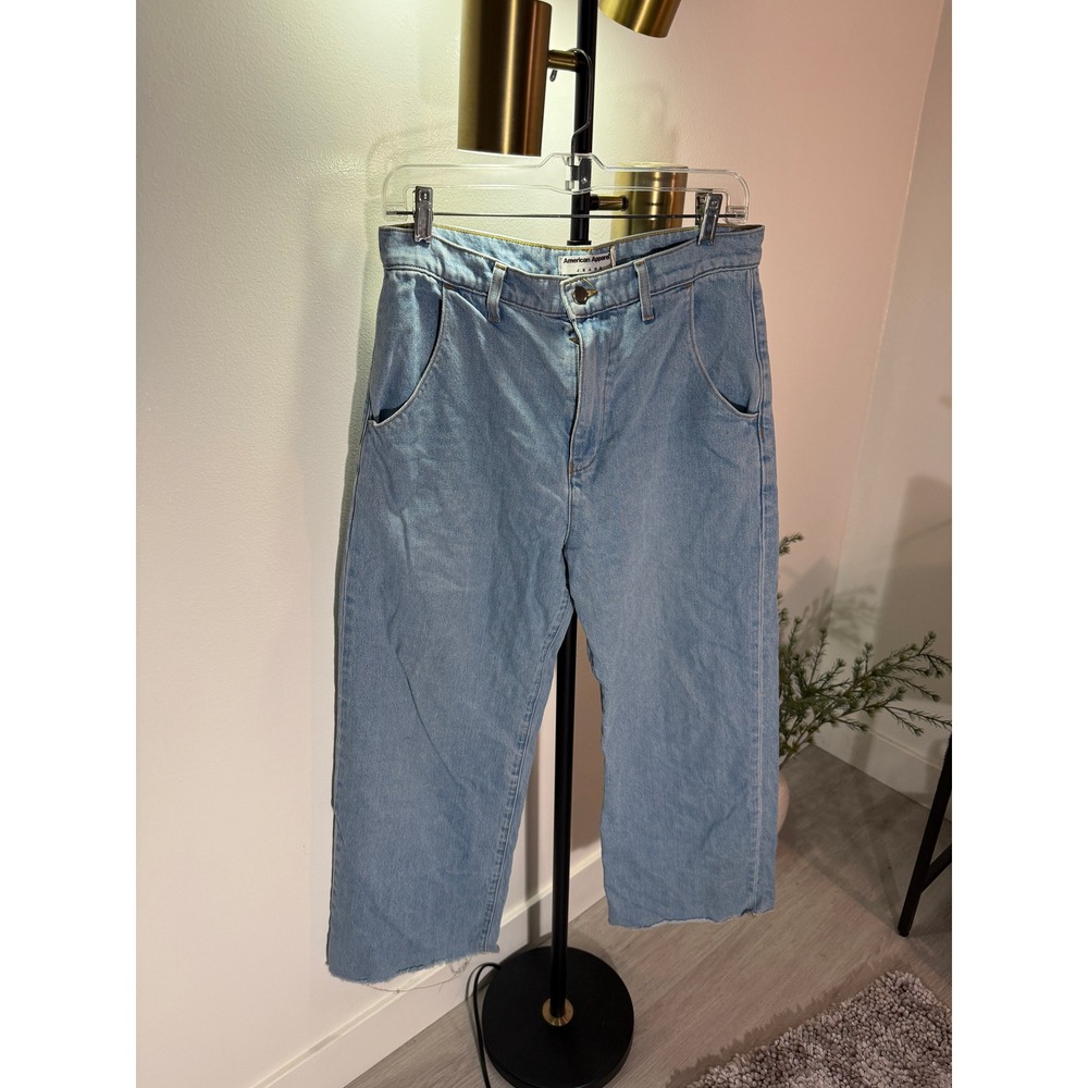 American Apparel Womens High Waisted Wide Leg Light Wash Denim Jeans Size 29 USA